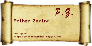 Priher Zerind névjegykártya